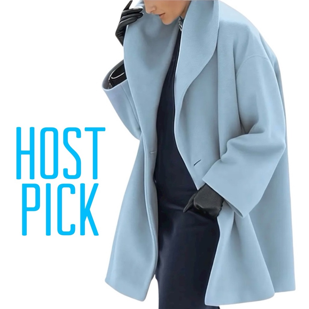 STYLISH OVERSIZED FLEECE COAT IN LIGHT BLUE